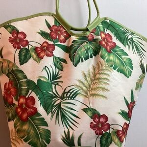 Tote Bag Summer Beach Vinyl Yves Rocher NEW Great Tropical Colours Snap Closure